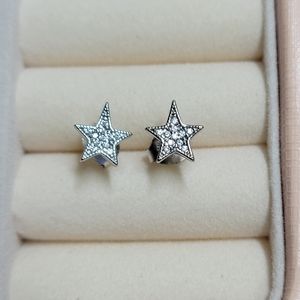 Sterling Silver Pave Diamond Star Earrings